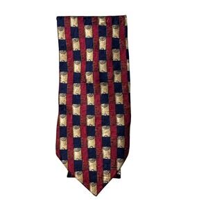 Brandini Tie Mens OS Burgundy Navy Gold Geometric Silk le collezioni Made in USA